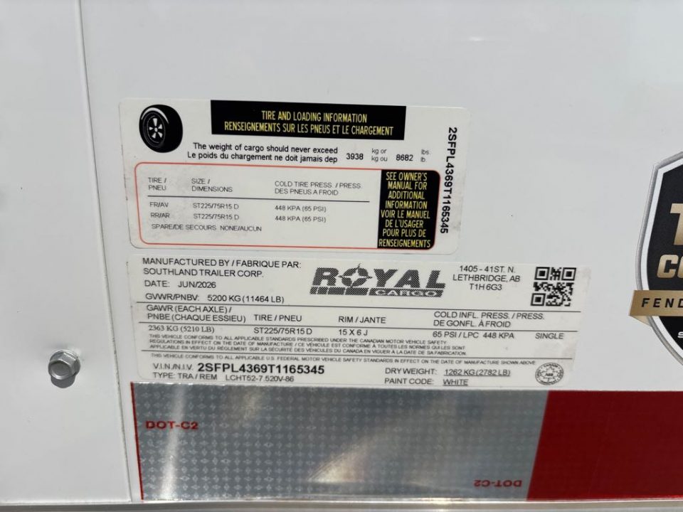 New 2026 SOUTHLAND TRAILER CORP. LCHT52-7.520V-86R Cargo / Enclosed Trailer