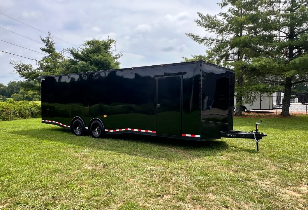 New 2026 Luxe 8.5x28 Race Trailer - Finished Interior- 7000lb Spread Torsion - Recessed E-Track-Full Escape Door-Removable Fender
