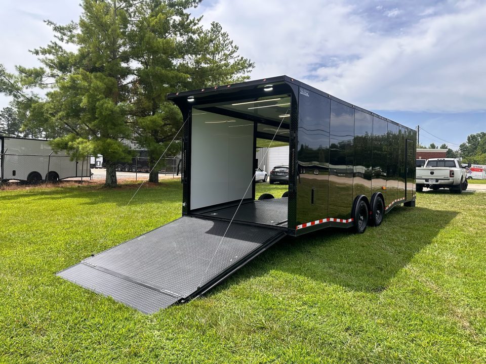 New 2026 Luxe 8.5x28 Race Trailer - Finished Interior- 7000lb Spread Torsion - Recessed E-Track-Full Escape Door-Removable Fender