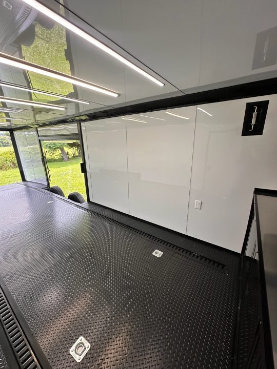 New 2026 Luxe 8.5x28 Race Trailer - Finished Interior- 7000lb Spread Torsion - Recessed E-Track-Full Escape Door-Removable Fender