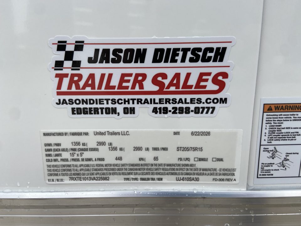 New United Trailers UJ-6X10 Cargo / Enclosed Trailer