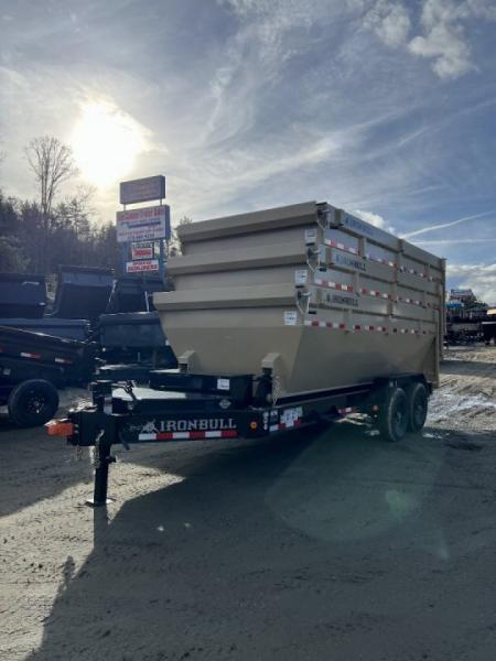 New 2027 IRON BULL / ROLL-OFF DUMP TRAILER / BUMPER PULL / 2-7,000# AXLES / 20 K WARRIOR WINCH / WITH 3-16' DUMP BINS