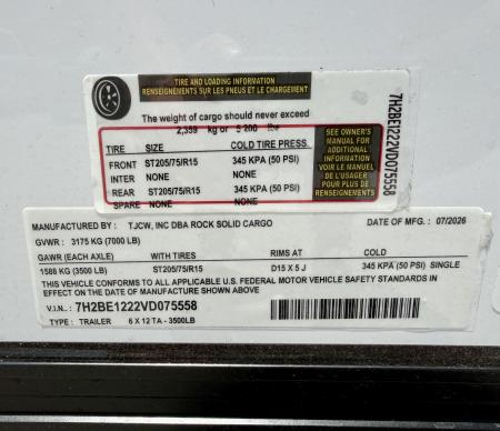 New 2027 Rock Solid Cargo 6x12 7K Cargo/Enclosed Trailer