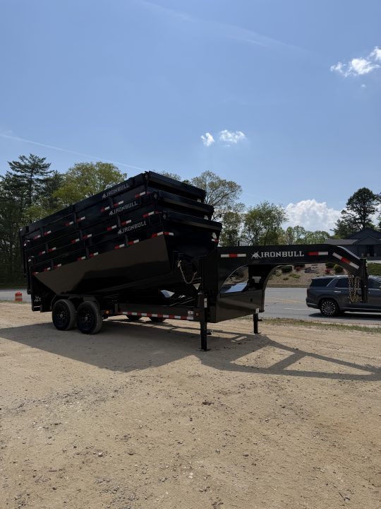 New 2027 IRON BULL / ROLL-OFF DUMP TRAILER / 2-8,000# AXLES / 20 K WARRIOR WINCH / WITH 3-BLACK 16' DUMP BINS