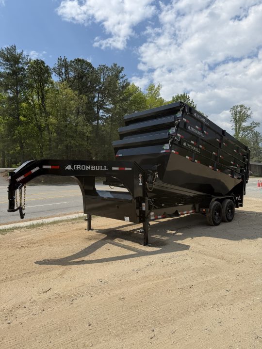 New 2027 IRON BULL / ROLL-OFF DUMP TRAILER / 2-8,000# AXLES / 20 K WARRIOR WINCH / WITH 3-BLACK 16' DUMP BINS