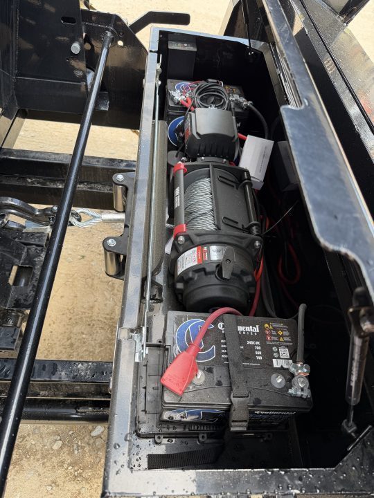 New 2027 IRON BULL / ROLL-OFF DUMP TRAILER / 2-8,000# AXLES / 20 K WARRIOR WINCH / WITH 3-BLACK 16' DUMP BINS