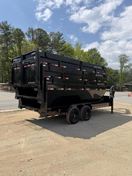 New 2027 IRON BULL / ROLL-OFF DUMP TRAILER / 2-8,000# AXLES / 20 K WARRIOR WINCH / WITH 3-BLACK 16' DUMP BINS