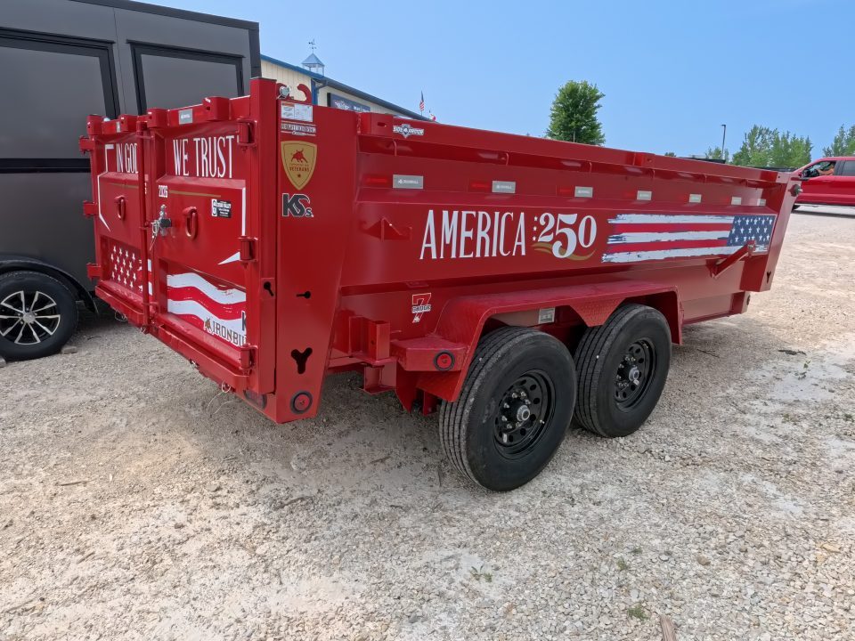 New 2027 Iron Bull 83 x 14 DWB ***America 250*** Dump Trailer with 14Ply Tires, Aluminum Ramps, 14K GVWR & America 250 Decals