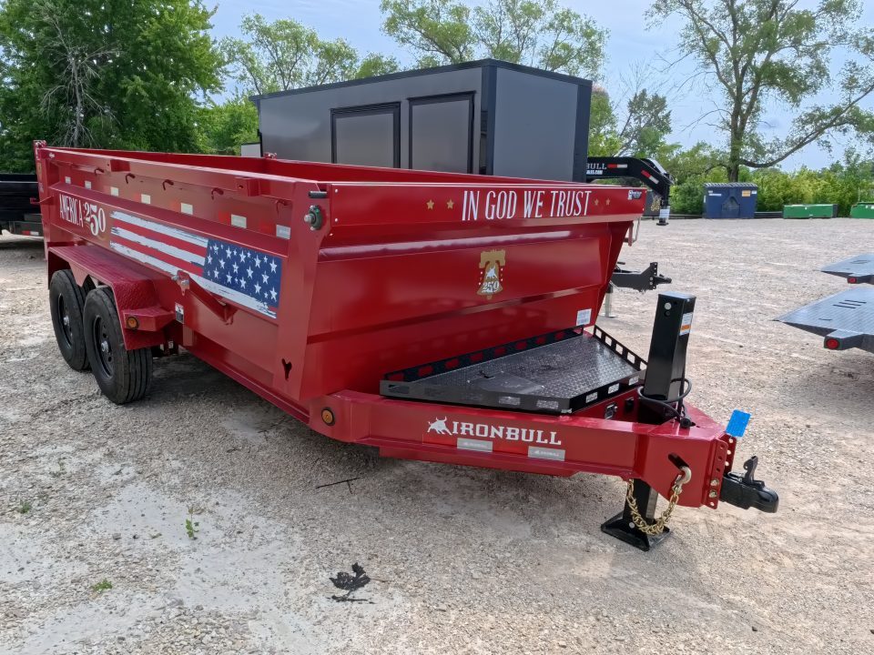 New 2027 Iron Bull 83 x 14 DWB ***America 250*** Dump Trailer with 14Ply Tires, Aluminum Ramps, 14K GVWR & America 250 Decals