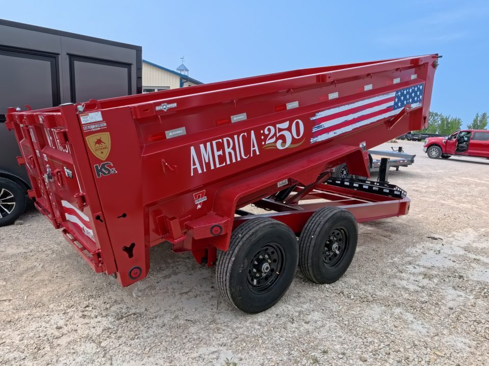 New 2027 Iron Bull 83 x 14 DWB ***America 250*** Dump Trailer with 14Ply Tires, Aluminum Ramps, 14K GVWR & America 250 Decals