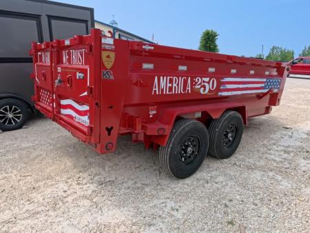 New 2027 Iron Bull 83 x 14 DWB ***America 250*** Dump Trailer with 14Ply Tires, Aluminum Ramps, 14K GVWR & America 250 Decals