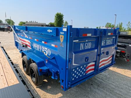 New 2027 Iron Bull 83 x 16 DWB **AMERICA 250** Dump Trailer -48" Sides, 16K GVWR, 16 Ply Black Single Tires, Solar Panel Charger, Aluminum Ramps