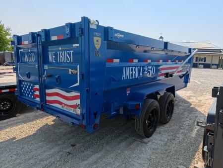 New 2027 Iron Bull 83 x 16 DWB **AMERICA 250** Dump Trailer -48" Sides, 16K GVWR, 16 Ply Black Single Tires, Solar Panel Charger, Aluminum Ramps