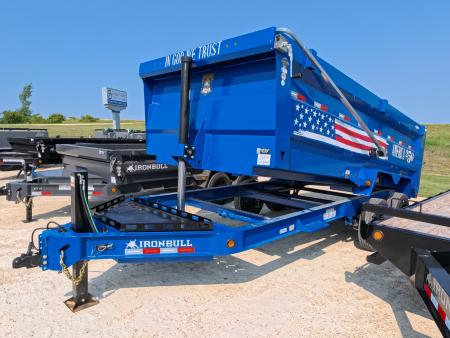 New 2027 Iron Bull 83 x 16 DWB **AMERICA 250** Dump Trailer -48" Sides, 16K GVWR, 16 Ply Black Single Tires, Solar Panel Charger, Aluminum Ramps