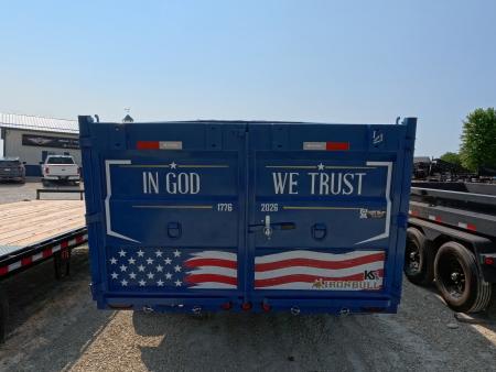 New 2027 Iron Bull 83 x 16 DWB **AMERICA 250** Dump Trailer -48" Sides, 16K GVWR, 16 Ply Black Single Tires, Solar Panel Charger, Aluminum Ramps
