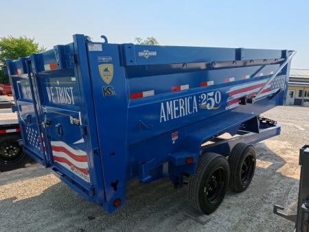 New 2027 Iron Bull 83 x 16 DWB **AMERICA 250** Dump Trailer -48" Sides, 16K GVWR, 16 Ply Black Single Tires, Solar Panel Charger, Aluminum Ramps