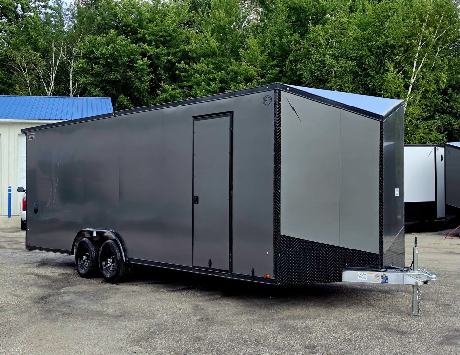New 8 X 24 CAR HAULER ENCLOSED 2027 LIGHTNING 5200# AXLES POLY COMPOSITE EXTERIOR ALL ALUMINUM