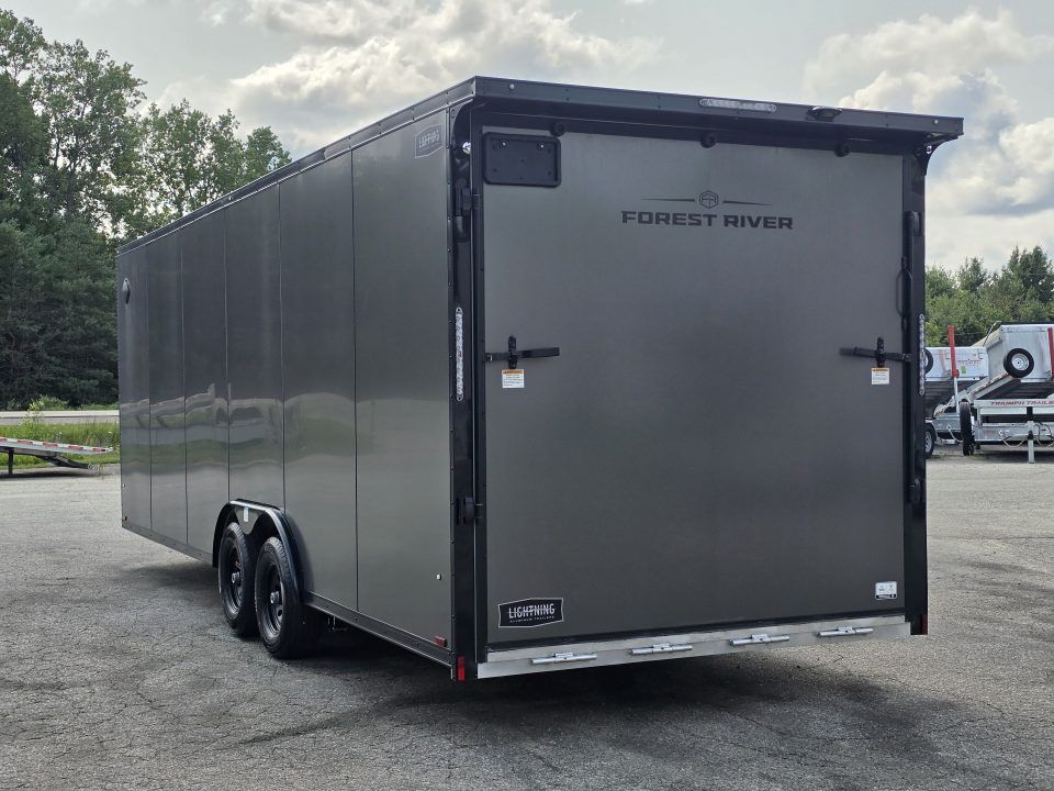 New 8 X 24 CAR HAULER ENCLOSED 2027 LIGHTNING 5200# AXLES POLY COMPOSITE EXTERIOR ALL ALUMINUM
