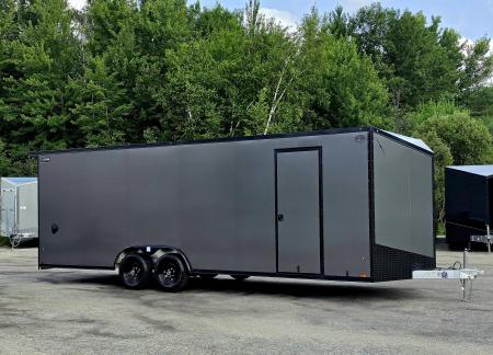 New 8 X 24 CAR HAULER ENCLOSED 2027 LIGHTNING 5200# AXLES POLY COMPOSITE EXTERIOR ALL ALUMINUM