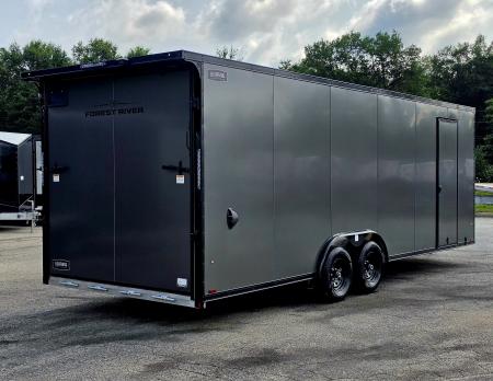 New 8 X 24 CAR HAULER ENCLOSED 2027 LIGHTNING 5200# AXLES POLY COMPOSITE EXTERIOR ALL ALUMINUM