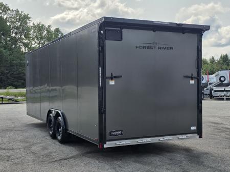 New 8 X 24 CAR HAULER ENCLOSED 2027 LIGHTNING 5200# AXLES POLY COMPOSITE EXTERIOR ALL ALUMINUM