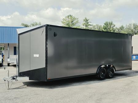 New 8 X 24 CAR HAULER ENCLOSED 2027 LIGHTNING 5200# AXLES POLY COMPOSITE EXTERIOR ALL ALUMINUM