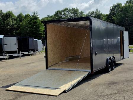New 8 X 24 CAR HAULER ENCLOSED 2027 LIGHTNING 5200# AXLES POLY COMPOSITE EXTERIOR ALL ALUMINUM
