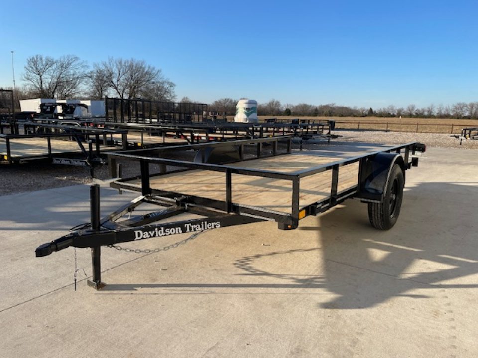 New 2026 DAVIDSON 77X12 ANGLE TOP TILT WOOD BED UTILITY TRAILER