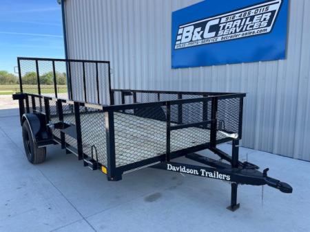 New 2026 DAVIDSON 77X12 UTILITY, SINGLE 3500lb AXLE, 24" EXPANDED METAL WALLS, 4' GATE