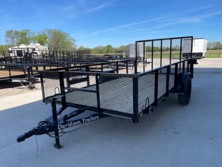 New 2026 DAVIDSON 77X14 UTILITY , 3500lb AXLE W/24" EXPANDED METAL WALLS, 4' GATE
