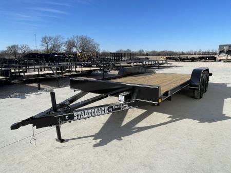 New 2026 DAVIDSON 83X16 (14+2) TANDEM (2)AXLE WOOD FLOOR CAR HAULER W/SLIDE IN RAMPS