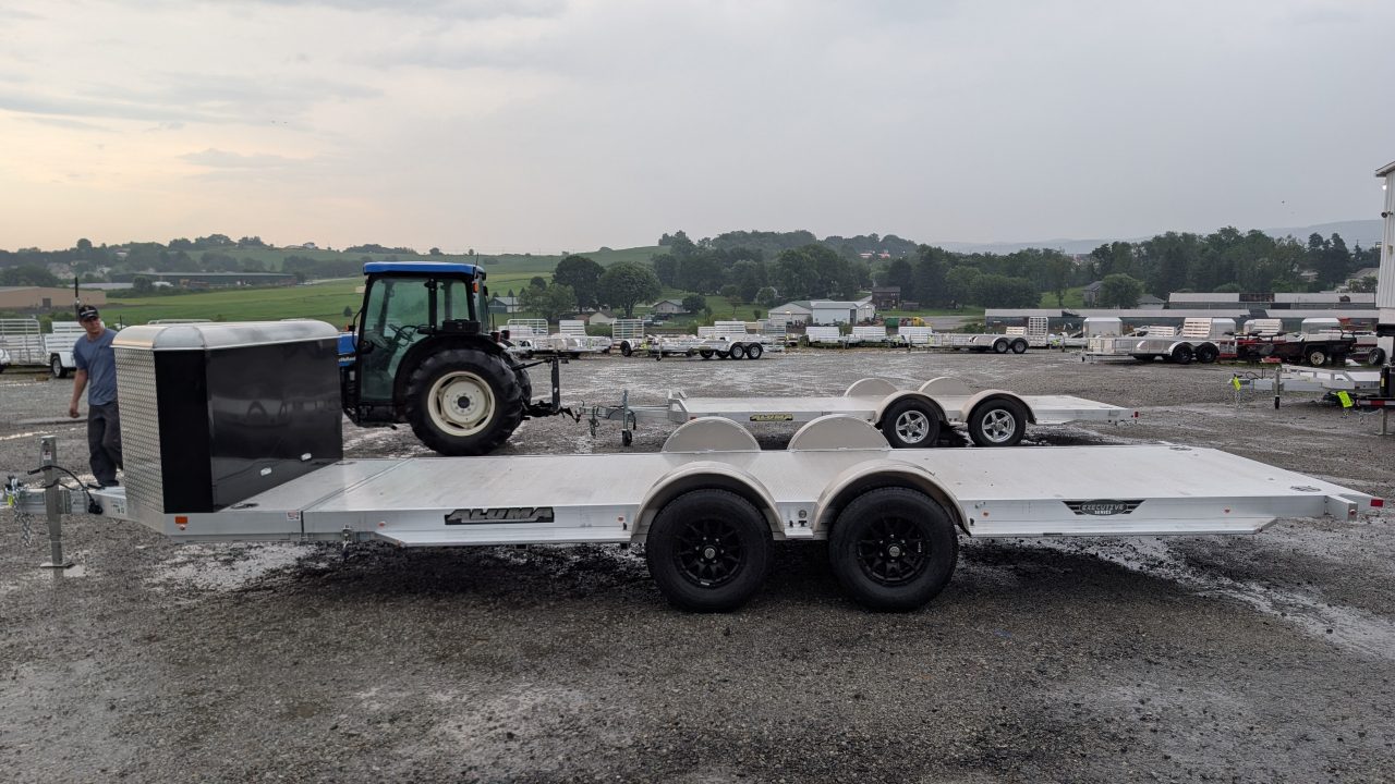 New 2027 Aluma 20' (20" Stationary + 20' Tilt) HD XL Executive Tilt Car Hauler w/ Cargo Box (SCRATCH & DENT PRICING!!!)