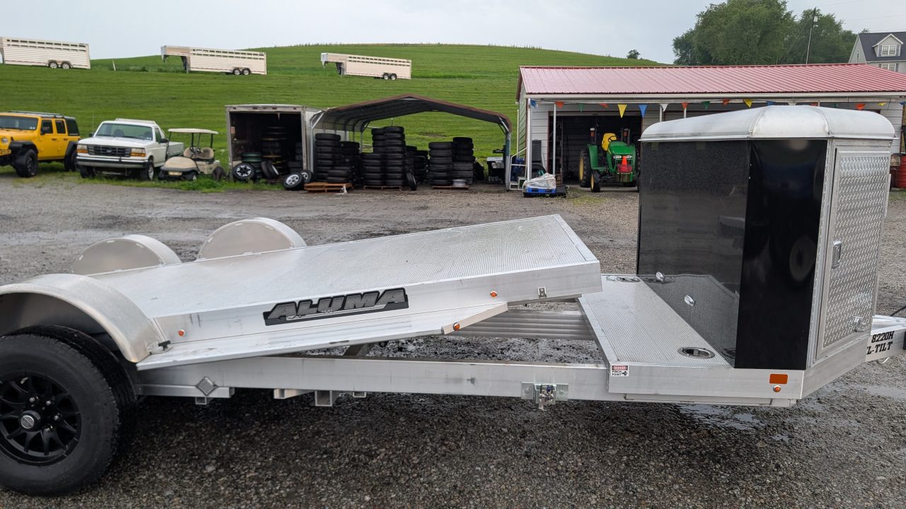 New 2027 Aluma 20' (20" Stationary + 20' Tilt) HD XL Executive Tilt Car Hauler w/ Cargo Box (SCRATCH & DENT PRICING!!!)