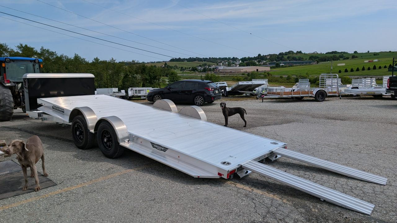 New 2027 Aluma 20' (20" Stationary + 20' Tilt) HD XL Executive Tilt Car Hauler w/ Cargo Box & RAMPS(SCRATCH & DENT PRICING!!!)