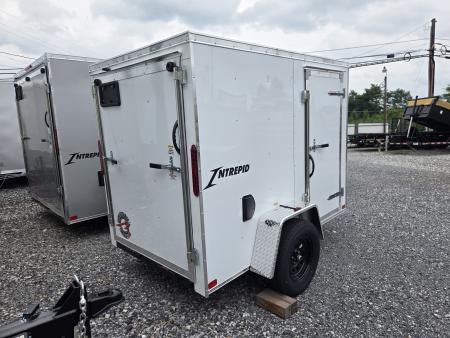 New 5 x 8 Homesteader Intrepid V-Nose Cargo Trailer, 3k GVWR ***White Composite w/ Ramp Door & Side Door