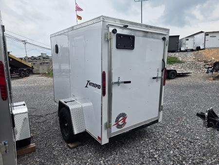 New 5 x 8 Homesteader Intrepid V-Nose Cargo Trailer, 3k GVWR ***White Composite w/ Ramp Door & Side Door
