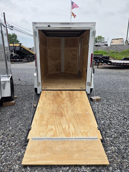 New 5 x 8 Homesteader Intrepid V-Nose Cargo Trailer, 3k GVWR ***White Composite w/ Ramp Door & Side Door