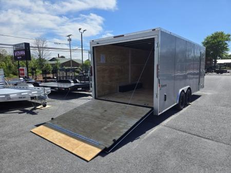 New 8.5 x 20 Homesteader Intrepid V-Nose Enclosed Cargo Trailer, 7k GVWR ***Silver PolyCor Exterior w/ Ramp Door Pkg