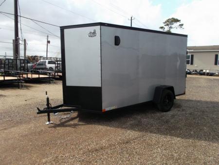 New 2026 Covered Wagon Trailers 6x12 Single Axle Cargo / Enclosed Trailer / 6'6  Interior / Extra Wide Ramp / RV Side Door / LEDs / .030 Silver Semi-Screwless Exterior / Black Out Package