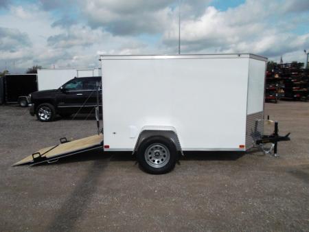 New 2026 Covered Wagon Trailers 5x8 Cargo Trailer / Enclosed Trailer / Ramp / LED's / .030 White Semi-Screwless Exterior / Bed Lined Tongue and Frame