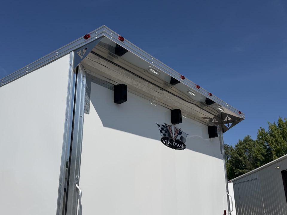 New 2026 Vintage Trailers 8.5x34 Race Trailer with Bathroom Package