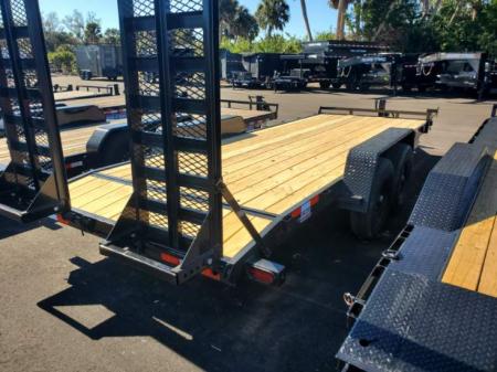 New 2026 Down 2 Earth Trailers 7X20 TA 14000 LB GVWR Equipment Trailer WITH STAND UP RAMPS