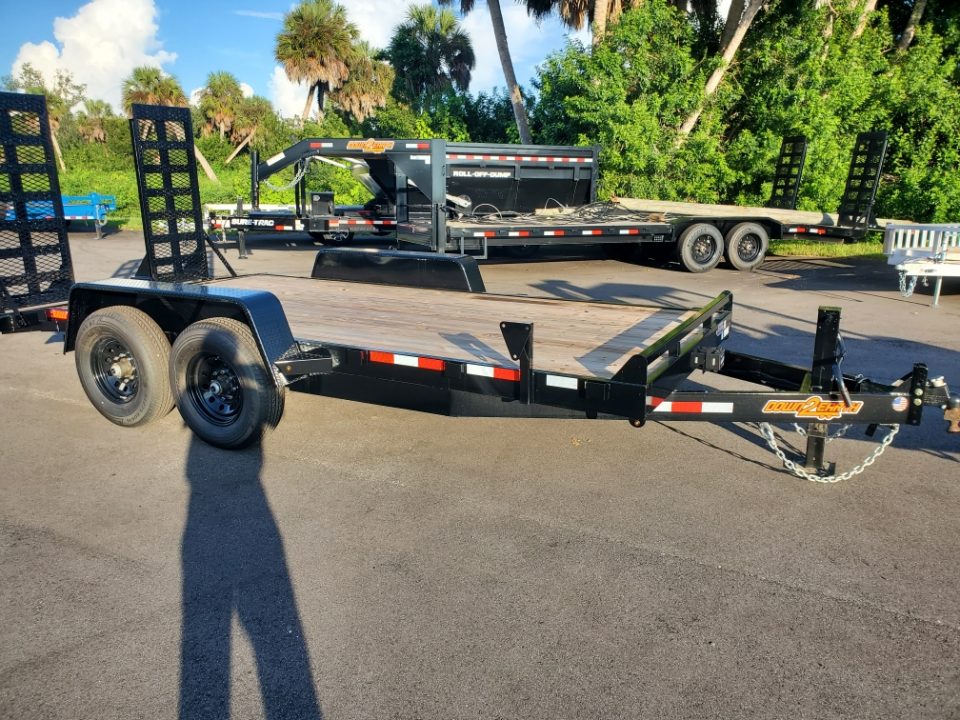 New 2026 Down 2 Earth Trailers 7X16 TA 14000 LB GVWR Equipment Trailer WITH STAND UP RAMPS
