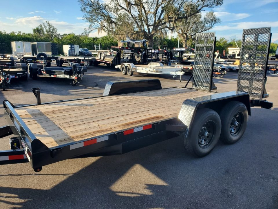 New 2026 Down 2 Earth Trailers 7X16 TA 14000 LB GVWR Equipment Trailer WITH STAND UP RAMPS
