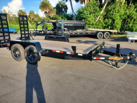 New 2026 Down 2 Earth Trailers 7X16 TA 14000 LB GVWR Equipment Trailer WITH STAND UP RAMPS