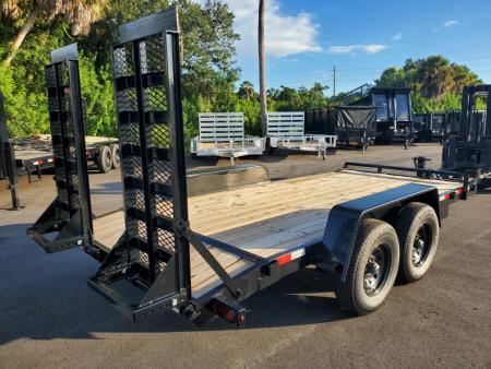 New 2026 Down 2 Earth Trailers 7X16 TA 14000 LB GVWR Equipment Trailer WITH STAND UP RAMPS