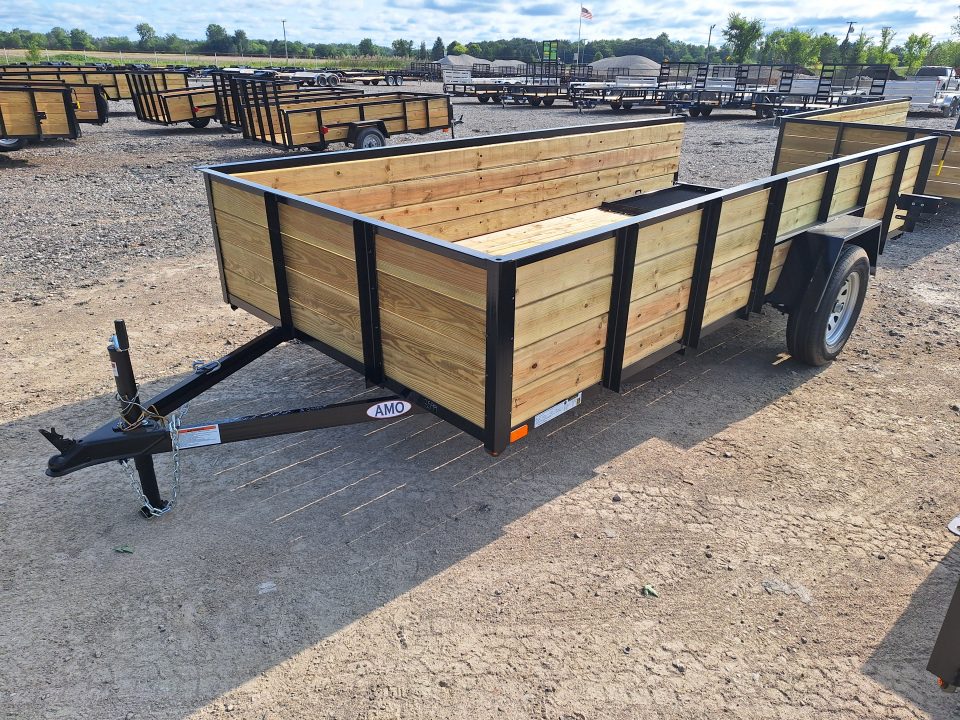 New 2027 AMO 76x14 High Woodside Utility Trailer W/ Led Lights & Spring Assist Gate