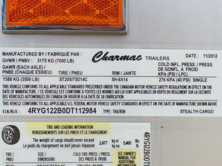 Used 2013 Charmac Trailers 6 x 12 DD Cargo / Enclosed Trailer