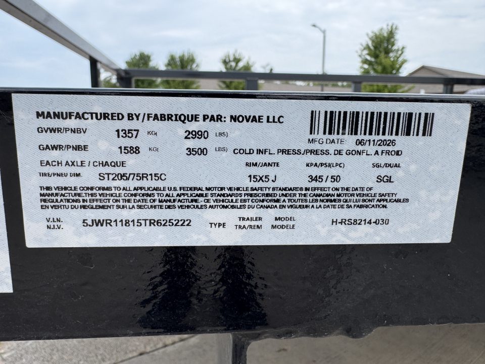 New 2026 H&H Trailers RS8214-030 Utility Trailer