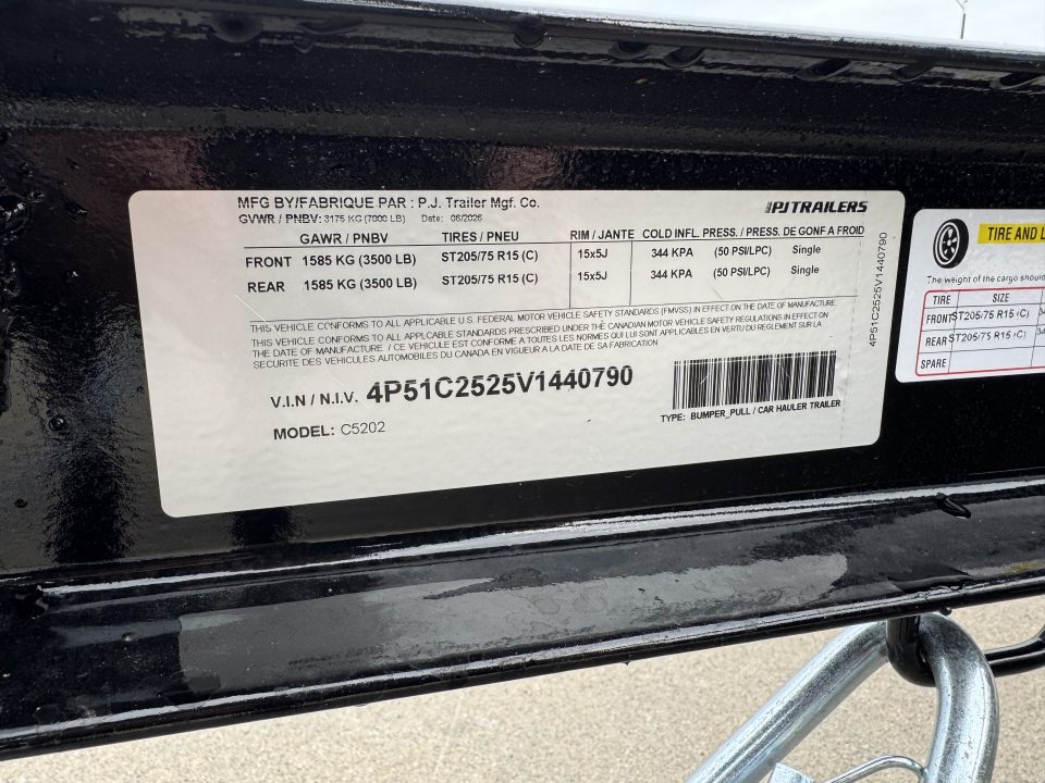 New 2027 PJ Trailers 83" x 20' C5 Car Hauler